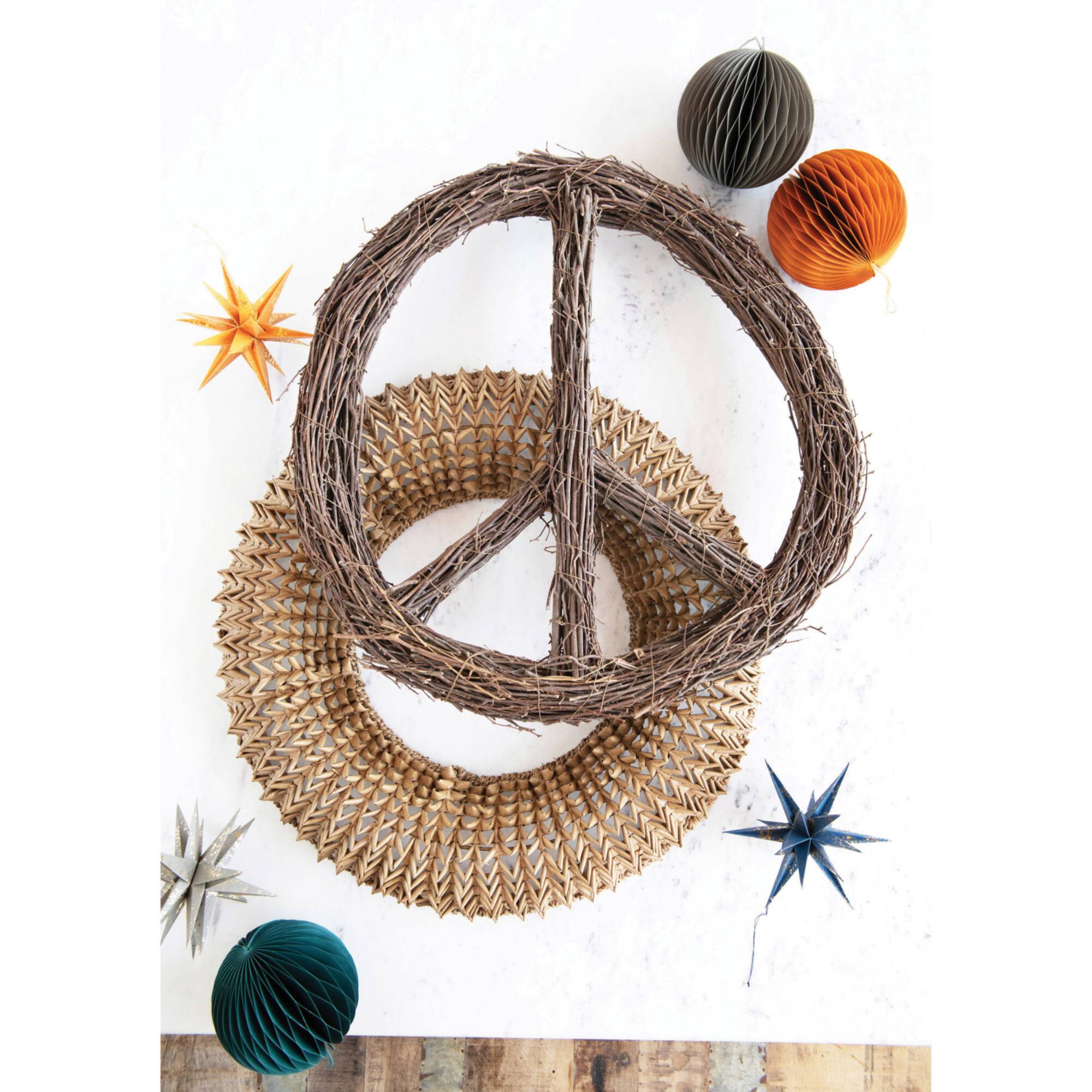Hello Honey® 20" Natural Hand-Woven Buri Palm Wreath